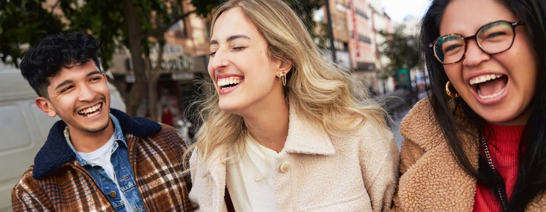 a group of people laughing